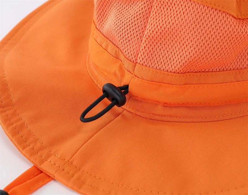 Connectyle Baby UV Sun Hat for Toddler Kids Wide Brim Beach Hats Adjustable Outdoor Sun Hat S Orange - Image 5